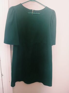 Zara Deep Emerald Green Faux Suade Mini Dress with Cape Sleeves